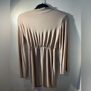 Boohoo Long Sleeve Beige Dress - Effortlessly Chic - Size 4